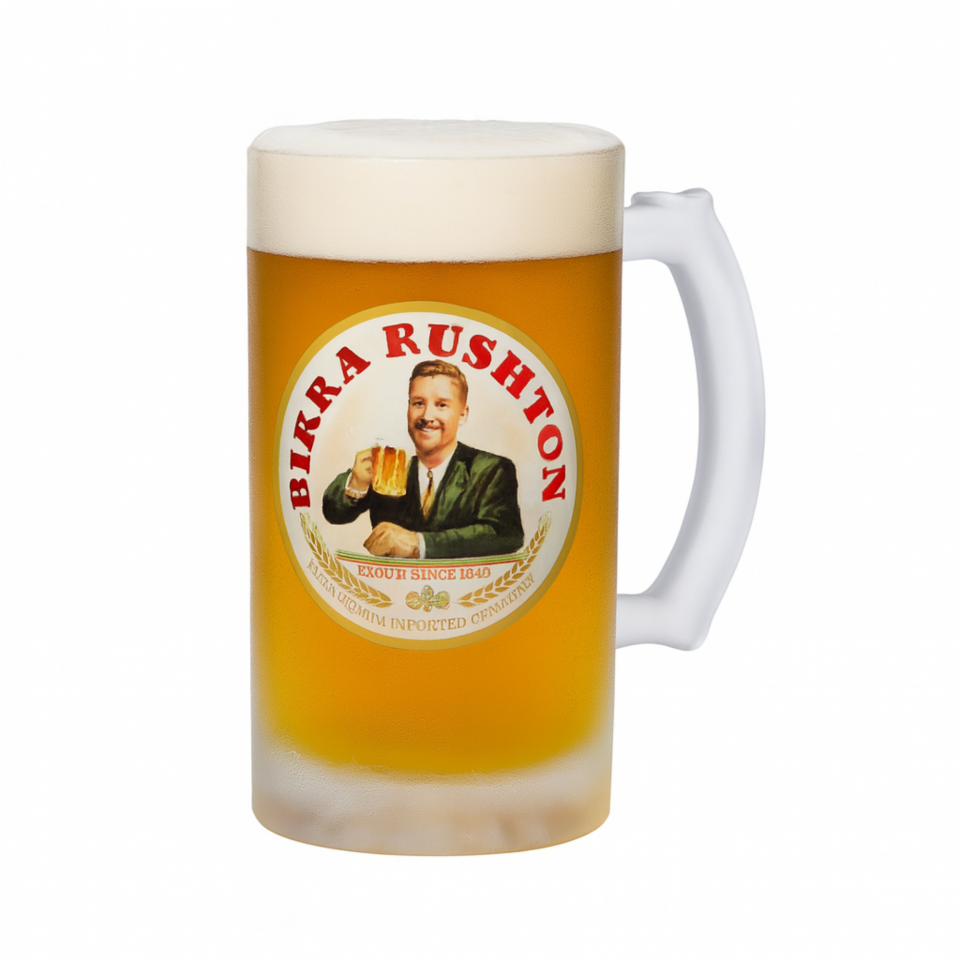 Customised birra moretti beer glass