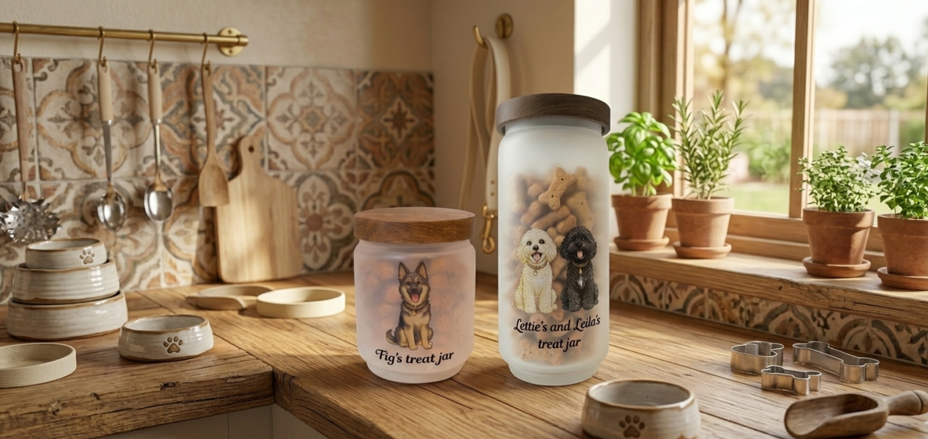 Personalised dog treat jars