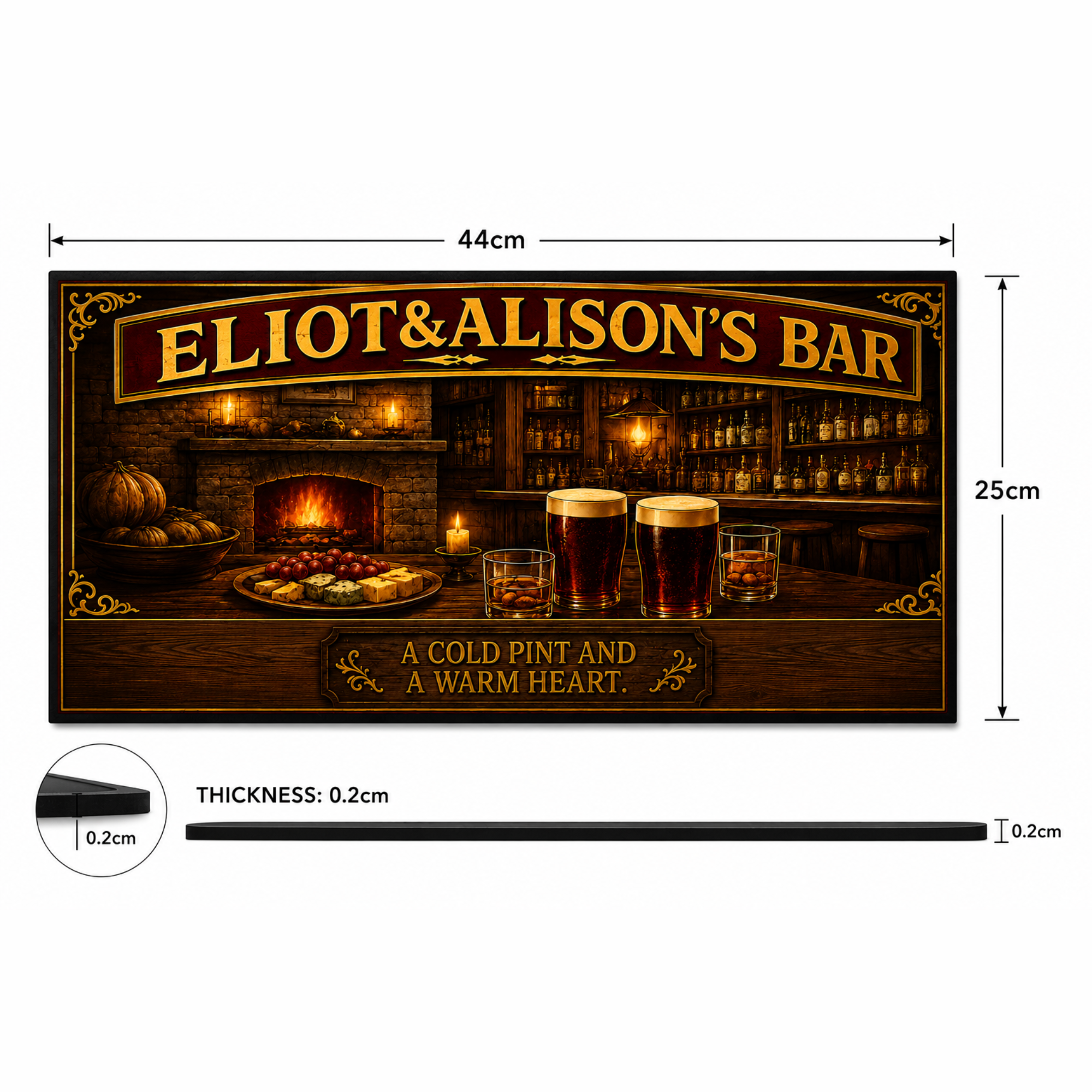 personalised beer bar mats 44x25cm