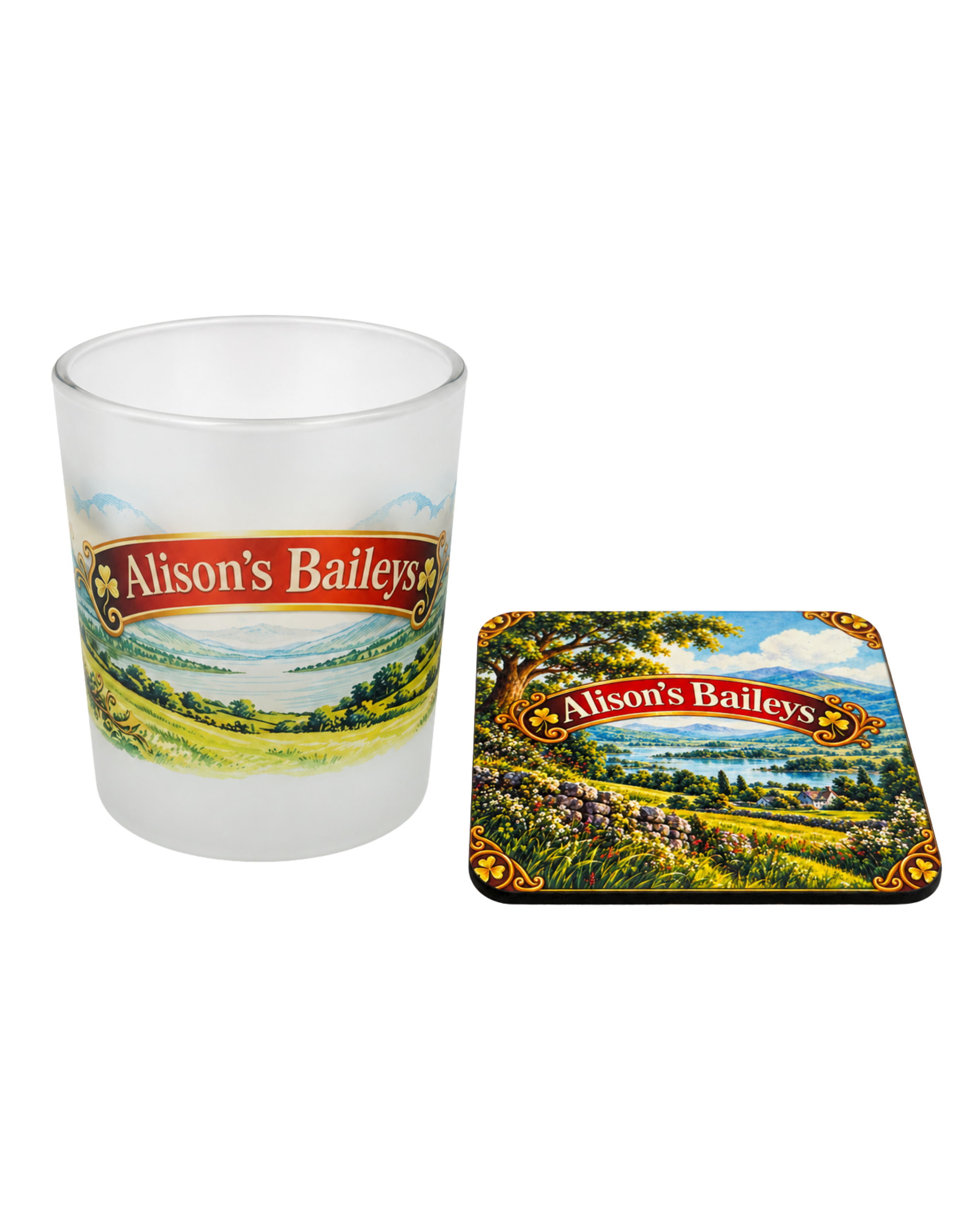 baileys shot glass and coaster