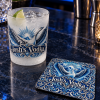 vodka shot glass and coaster