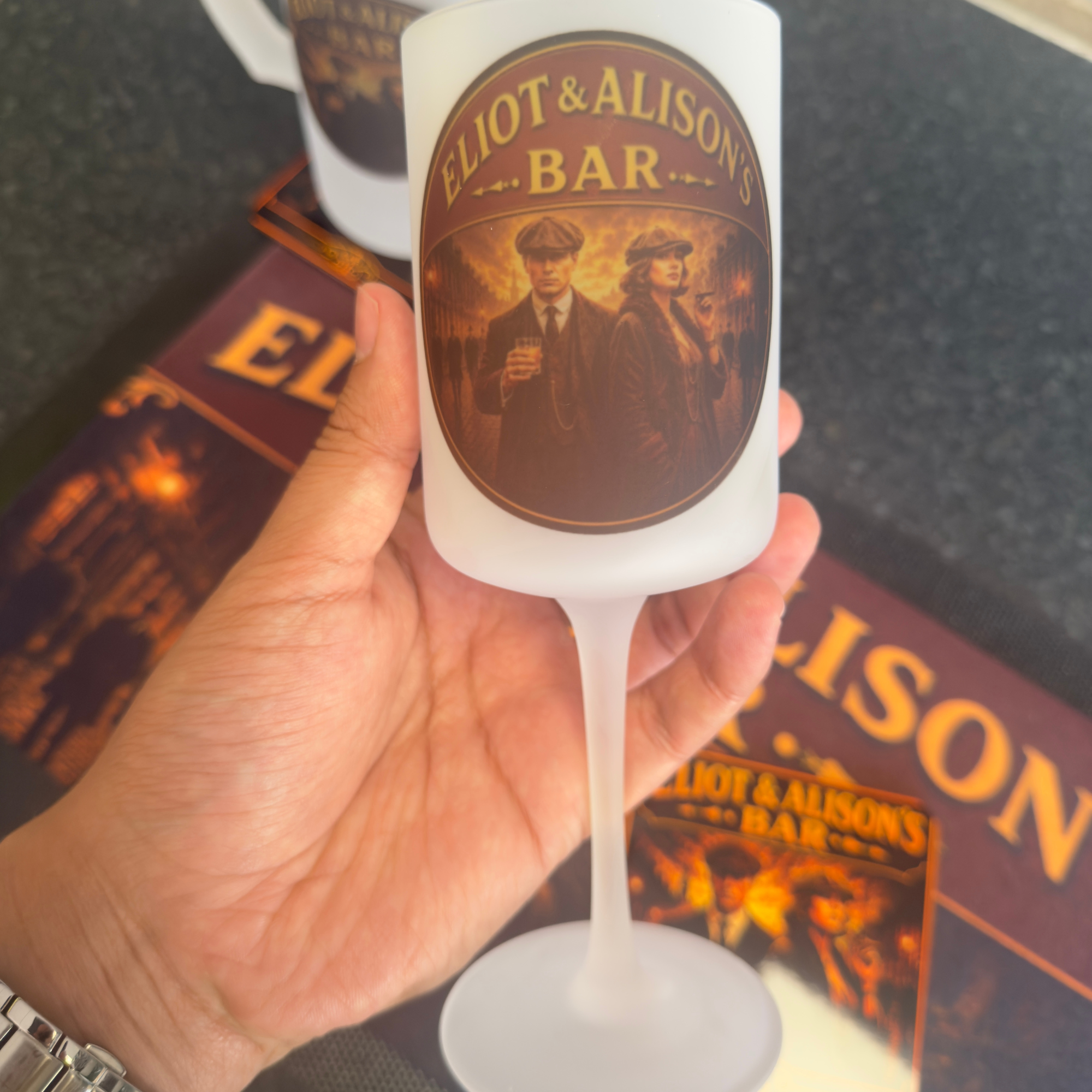 personalised wine frosted glass